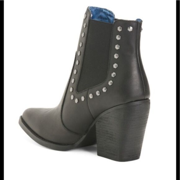 Dingo Stay Sassy Western Booties Women's Studded Ankle Leather Boots Black - Picture 7 of 8